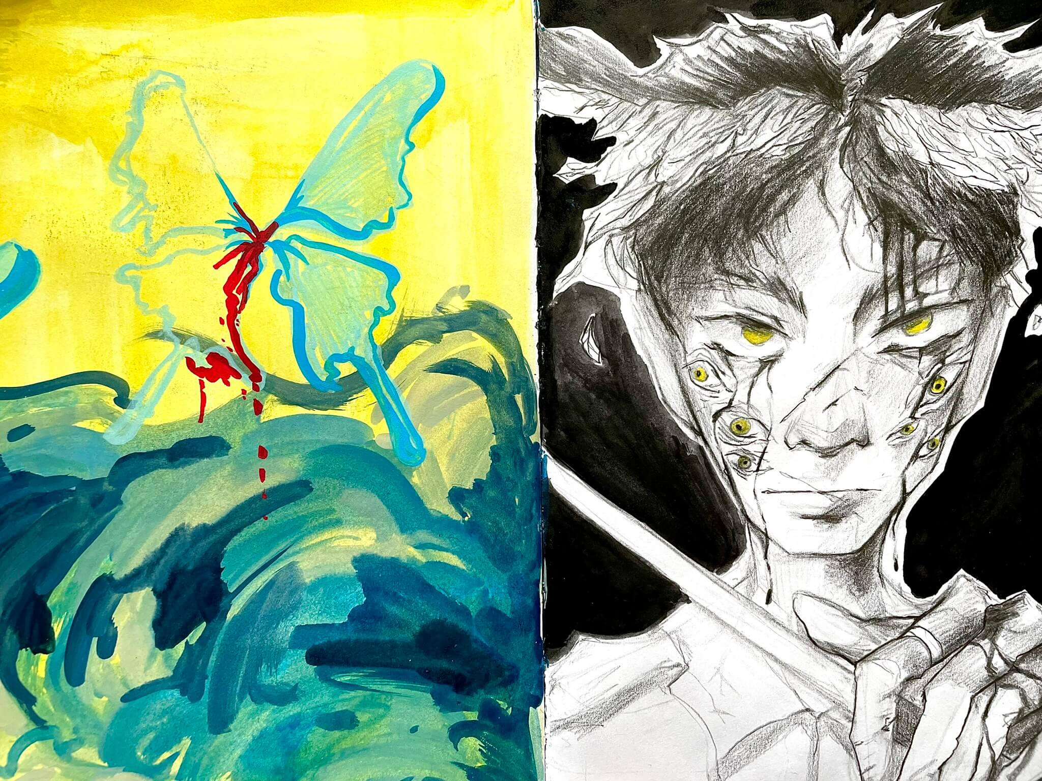 sketchbook page, pencil &amp; gouache, 2025