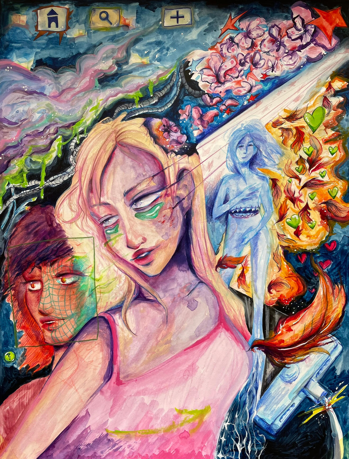 body that never hurts, mixed media, 2025