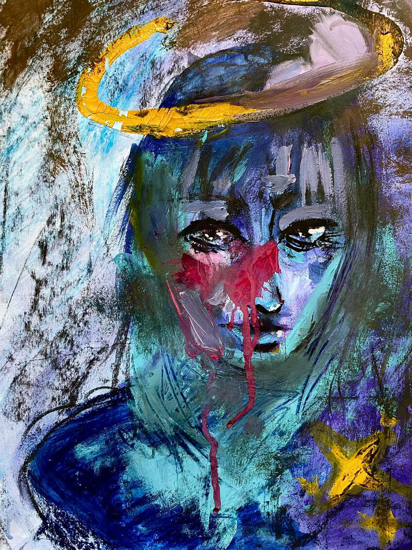 angel, gouache &amp; charcoal, 2023